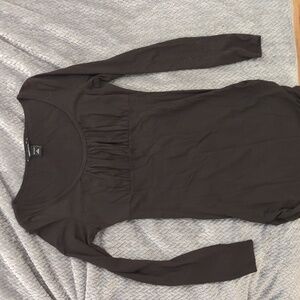 Moda International long sleeve black dress with scrunched sides